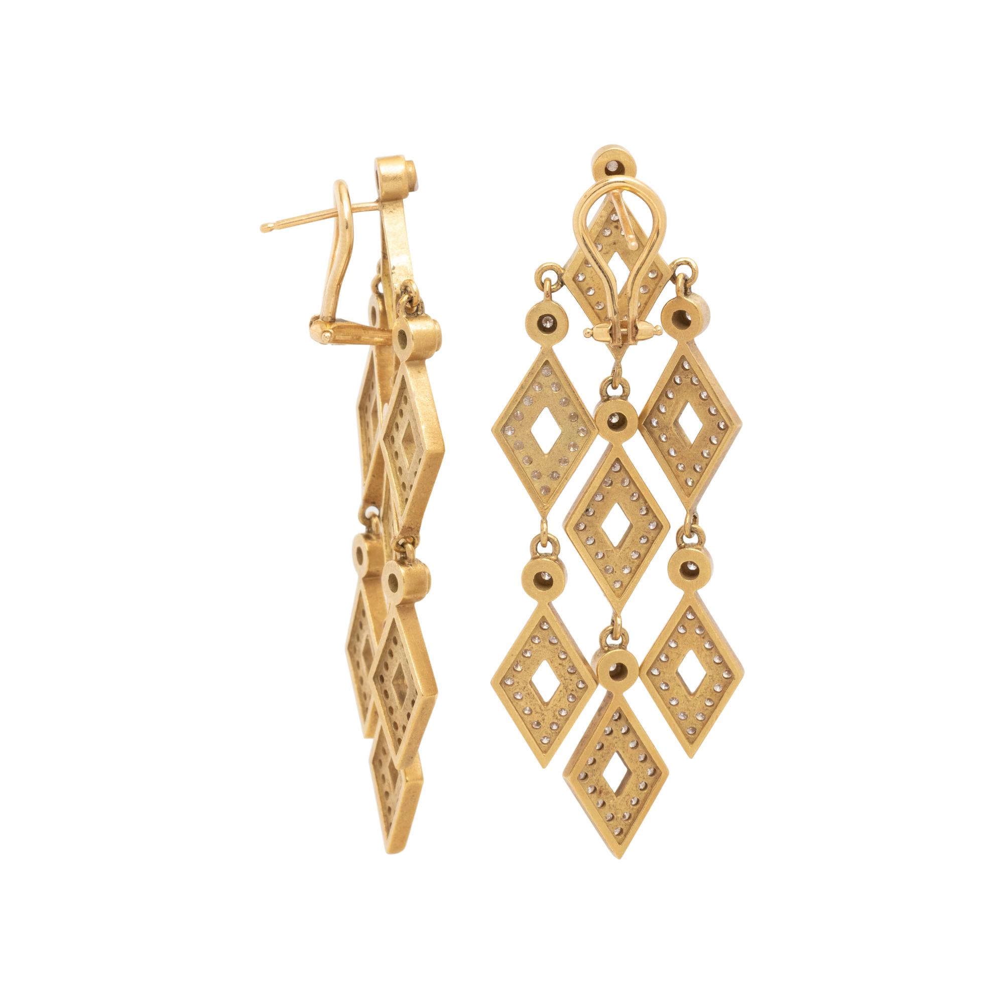 SAM LEHR, YELLOW GOLD AND DIAMOND EARCLIPS