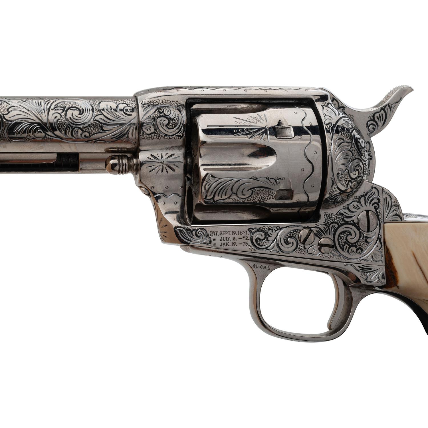 Professionally Restored and Engraved Nickel Plated Colt Single Action Army Revolver