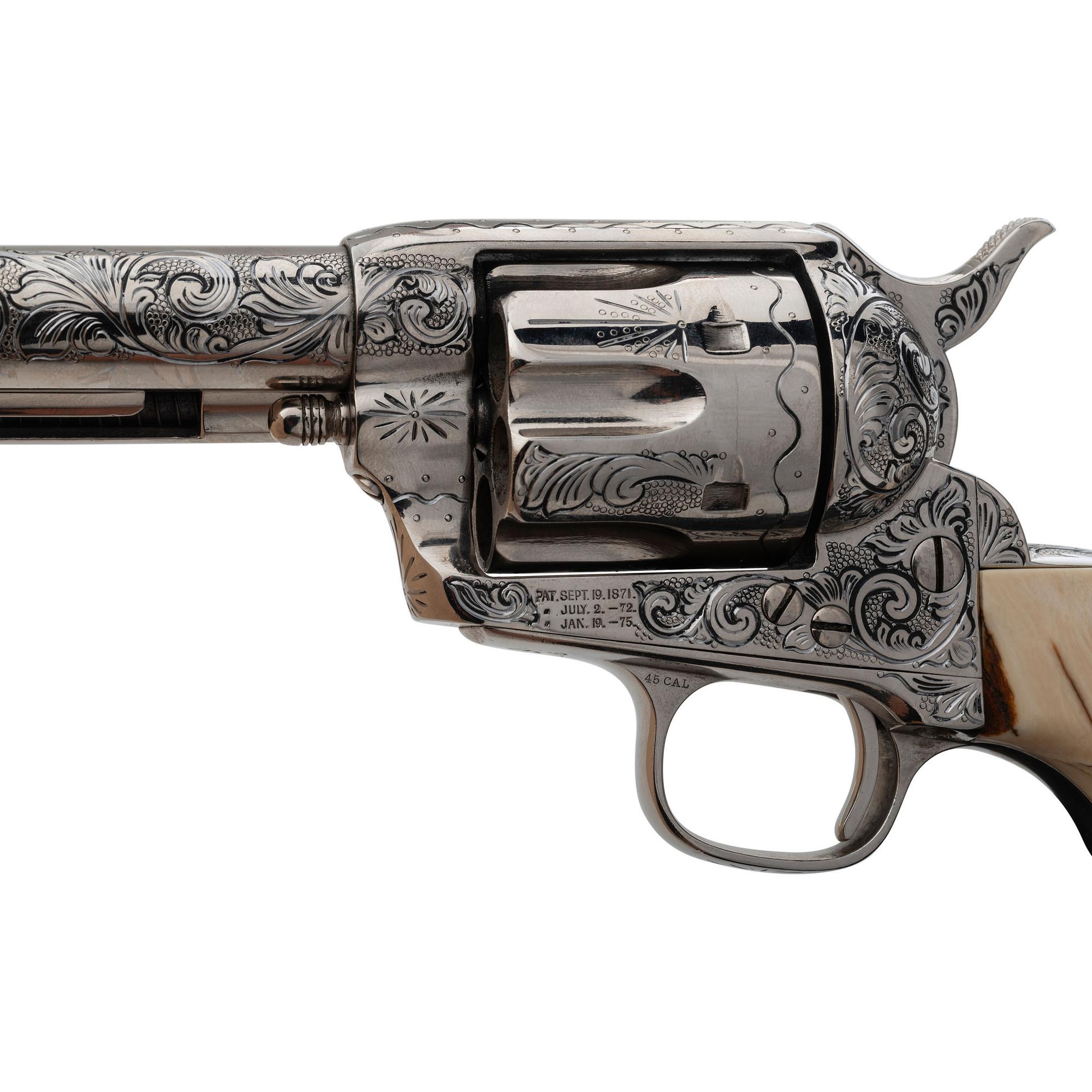 Professionally Restored and Engraved Nickel Plated Colt Single Action Army Revolver