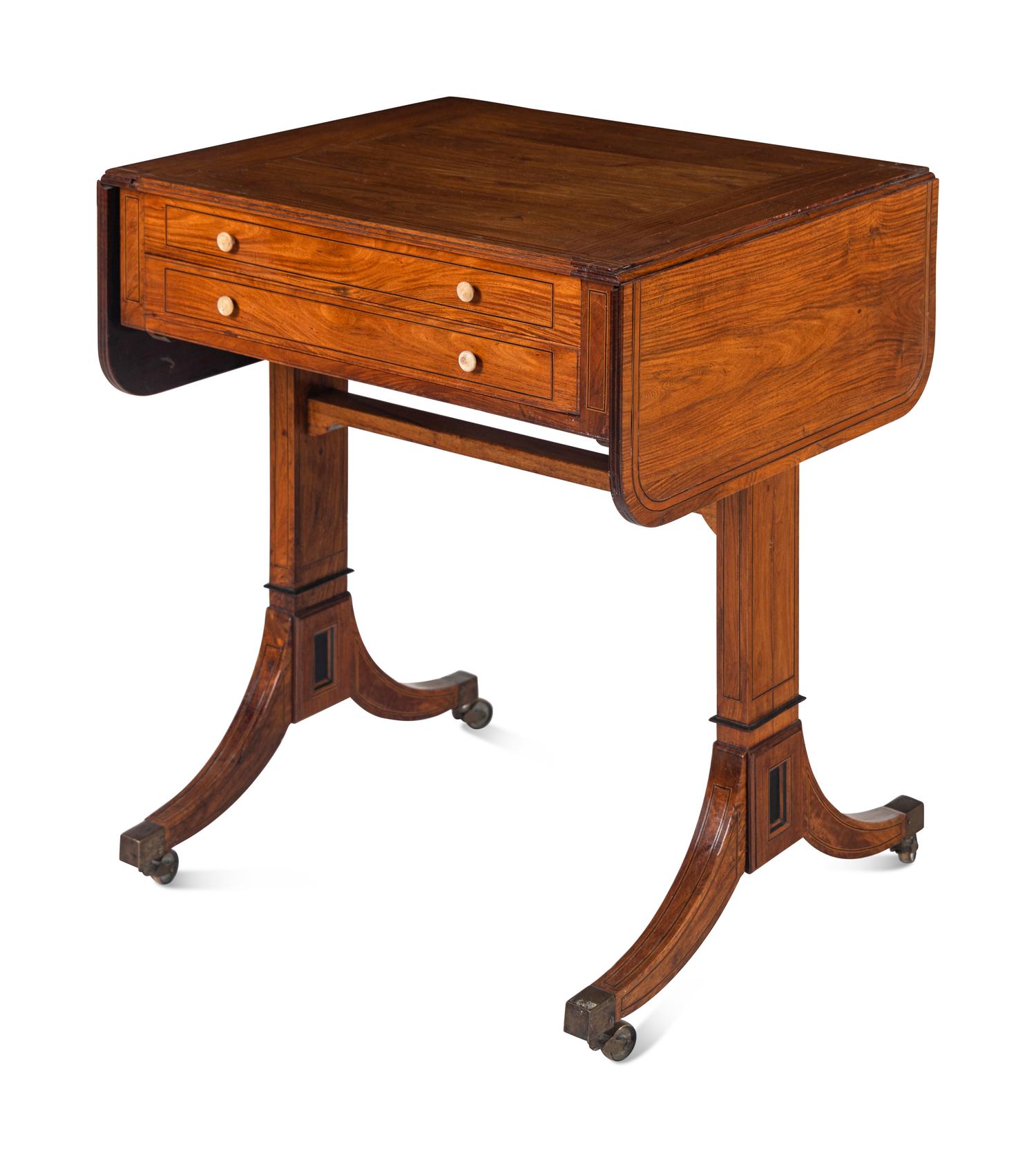 A George III Satinwood Drop-Leaf Game Table