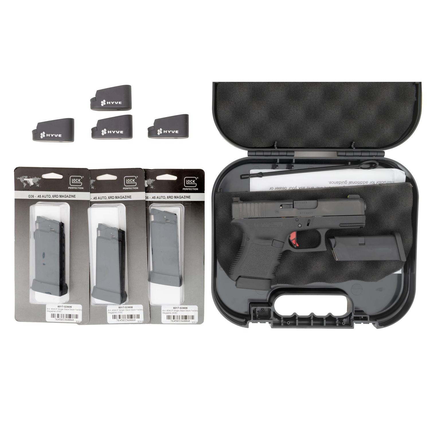 *Glock 36 Compact .45ACP Pistol New In Box with Upgrades and 5 Magazines