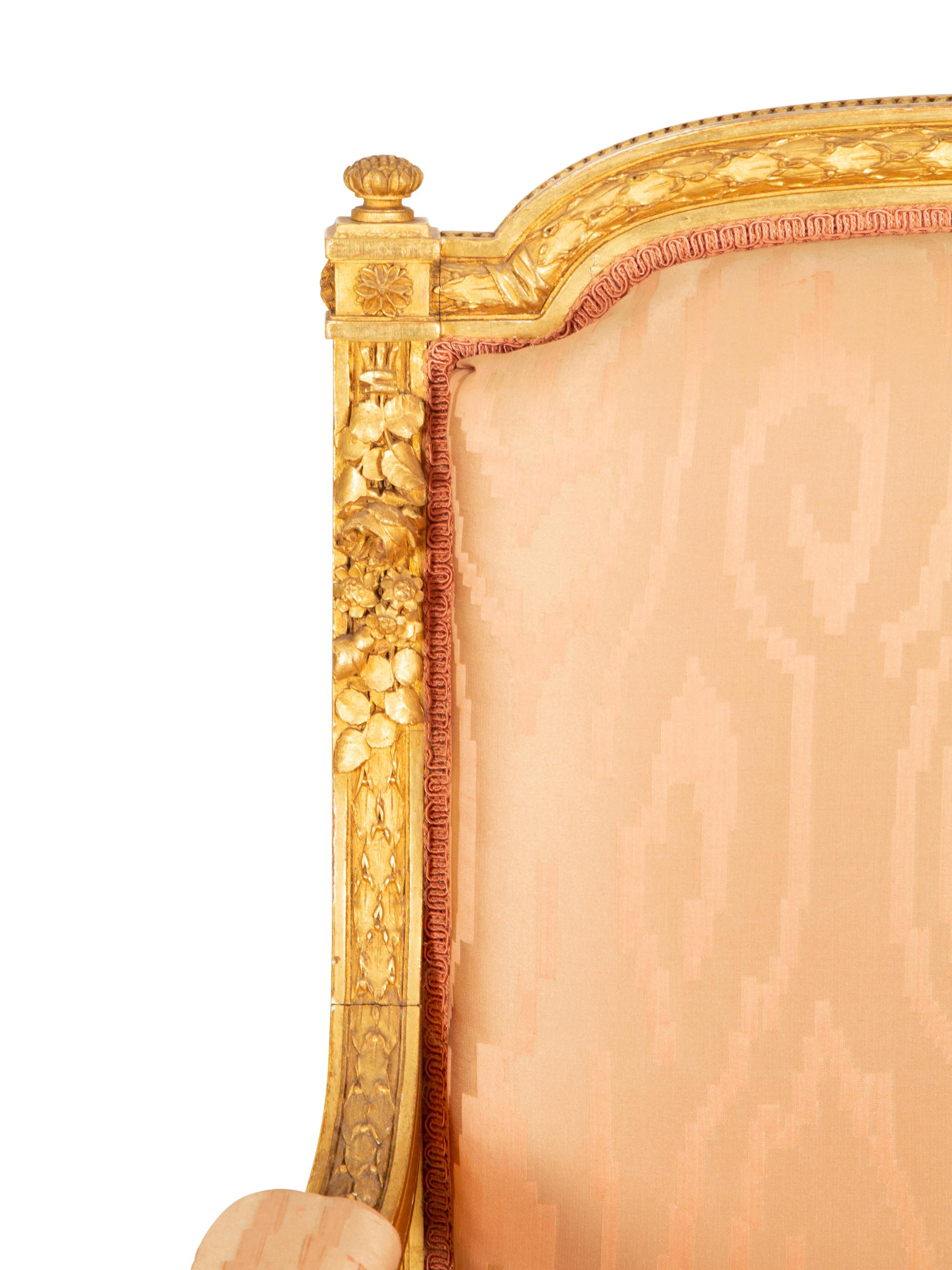 A Set of Four Louis XVI Style Giltwood Fauteuils — Late 19th/Early 20th Century