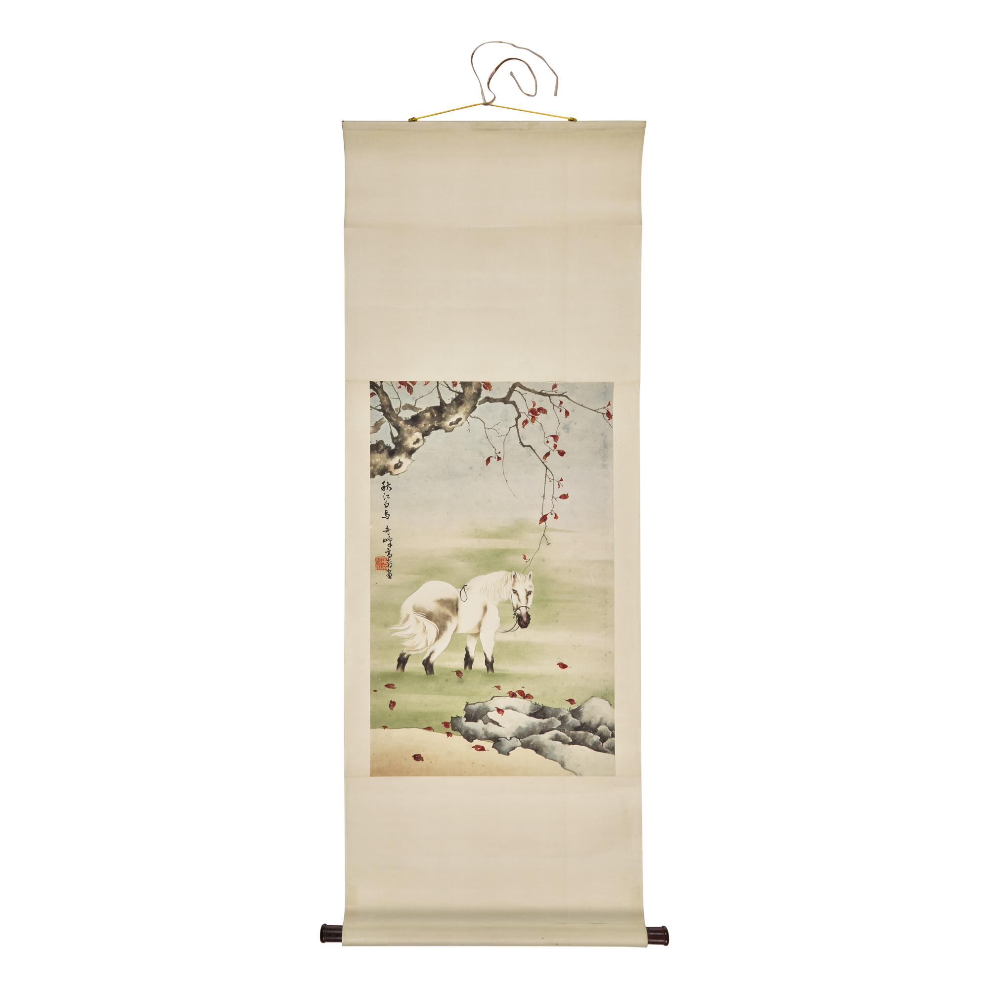 Five Chinese Hanging Scroll Paintings and Four Calligraphy Dedicated to Huang Beishou (1913-2000) — 黃北壽舊藏書畫一組九件