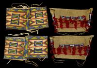 Pair of Plains beaded and quill-worked hide possible bags early 20th century