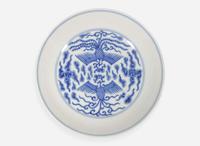 A Chinese blue and white "Phoenix" dish, Guangxu six-character mark 青花鳳紋盤 光緒六字款