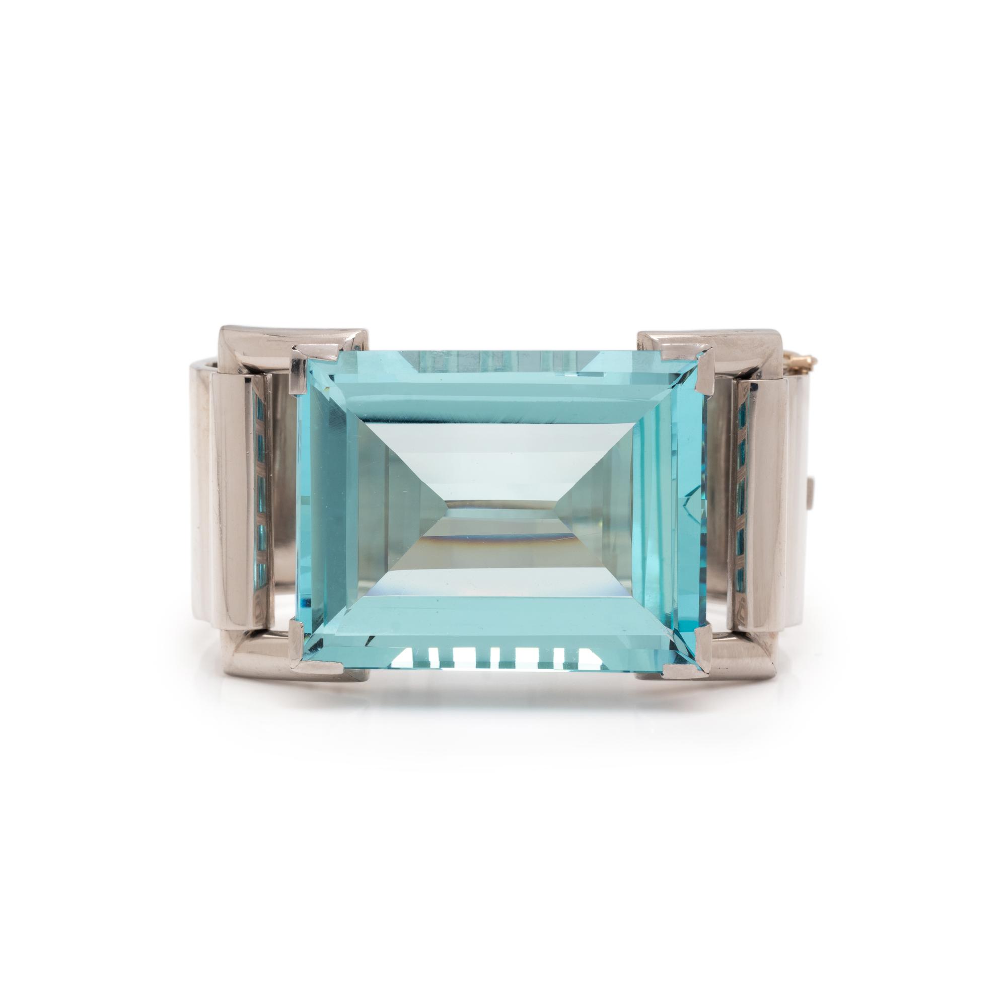 CARTIER, LONDON, RETRO, AQUAMARINE BANGLE BRACELET