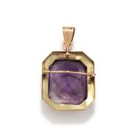 AMETHYST INTAGLIO AND ENAMEL PENDANT/BROOCH