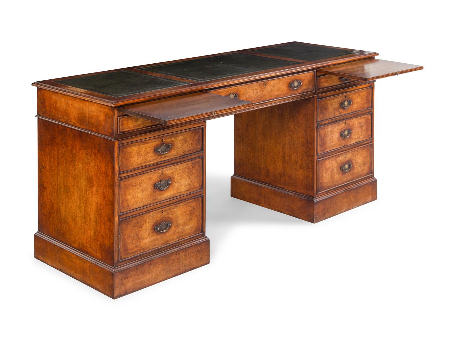 A George III Style Walnut Pedestal Desk