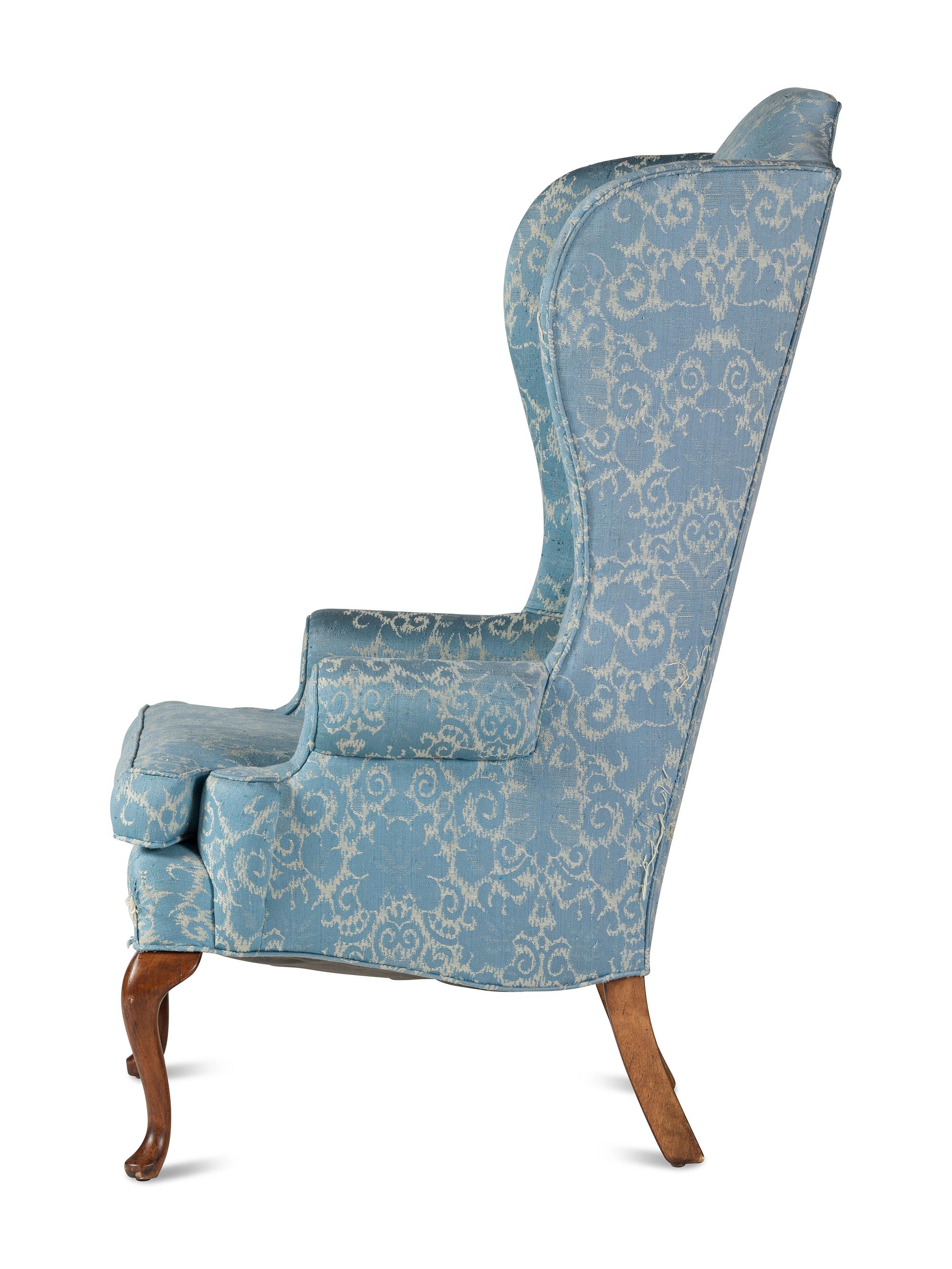 A Queen Anne Style Mahogany Wingback Chair