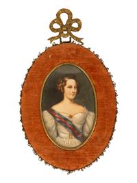 A Group of Six Continental Miniature Watercolor Portraits — 19TH CENTURY