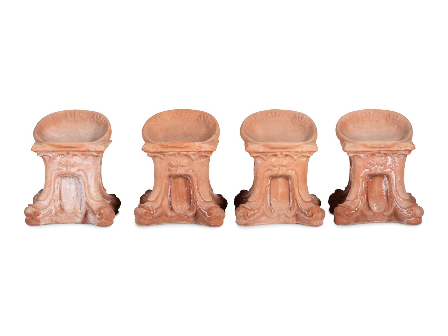 Four Terra Cotta Patio Stools