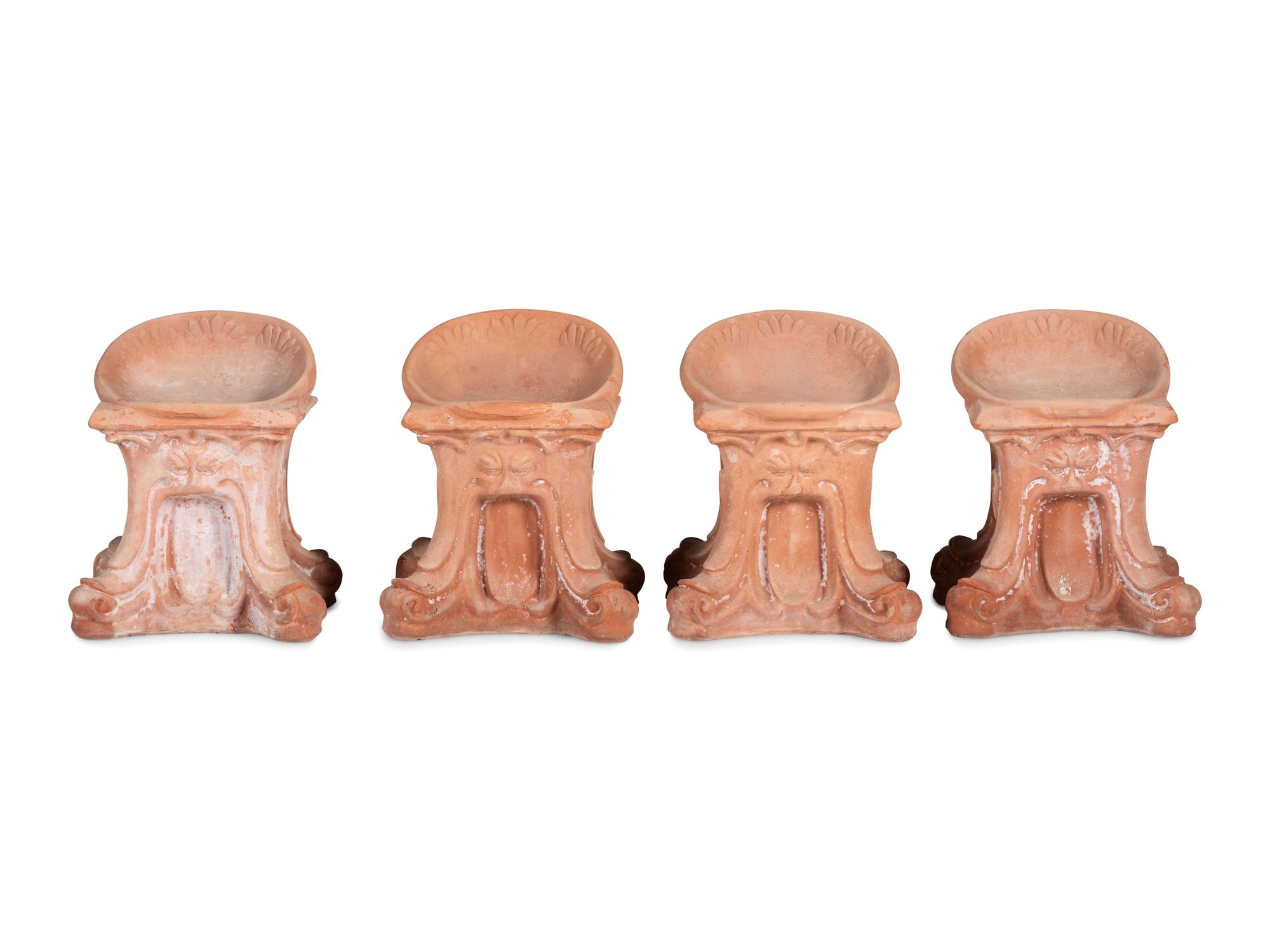 Four Terra Cotta Patio Stools