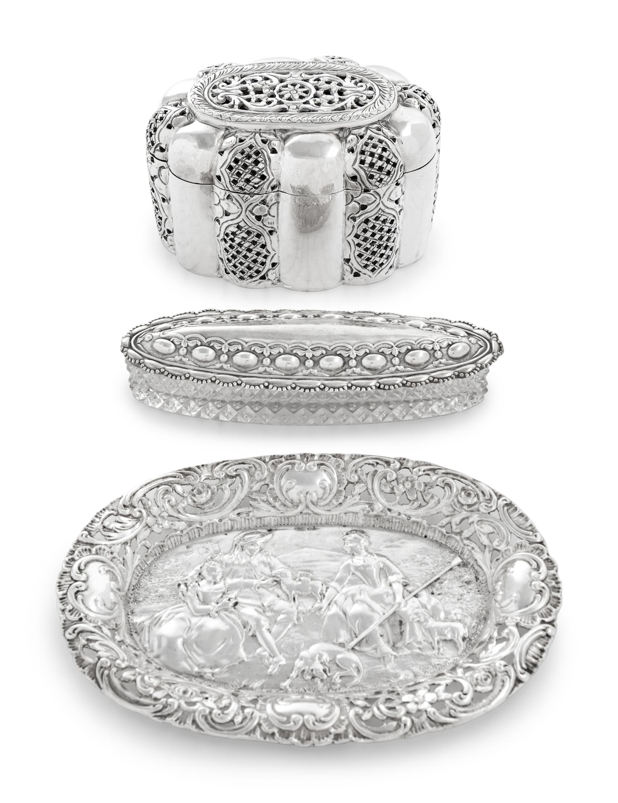 A Group of Silver and Silver Mounted Table Articles