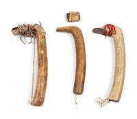 Plains Elk Antler Hide Scrapers, Group of Three