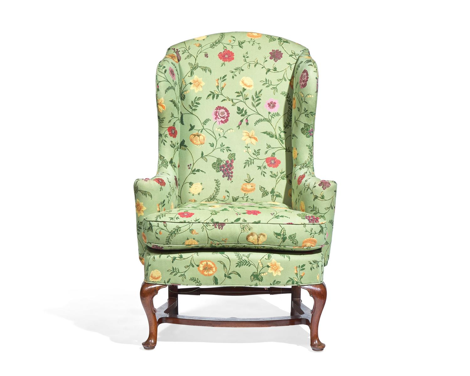 The Eddy Family Queen Anne Walnut and Maple Easy Chair