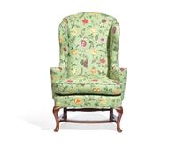 The Eddy Family Queen Anne Walnut and Maple Easy Chair