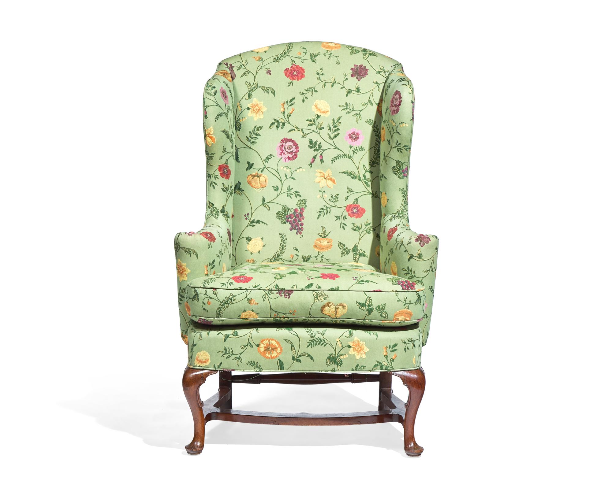 The Eddy Family Queen Anne Walnut and Maple Easy Chair