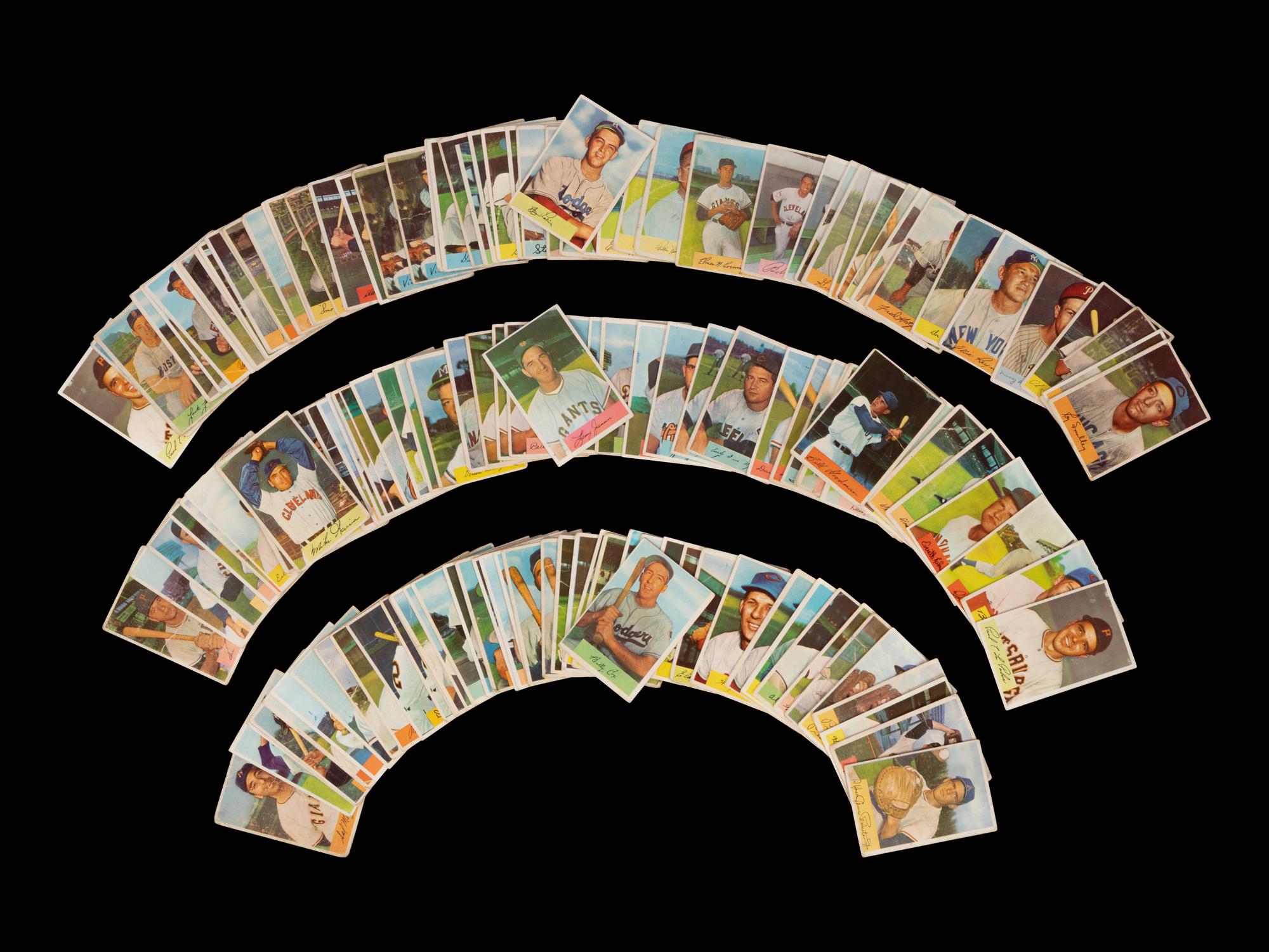 A Group of 149 Assorted 1954 Bowman Baseball Cards Including Hall of Famers