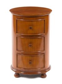 An Italian Walnut Pedestal Cabinet Height 25 1/4 x diameter of top 16 3/4 inches. — 20TH CENTURY