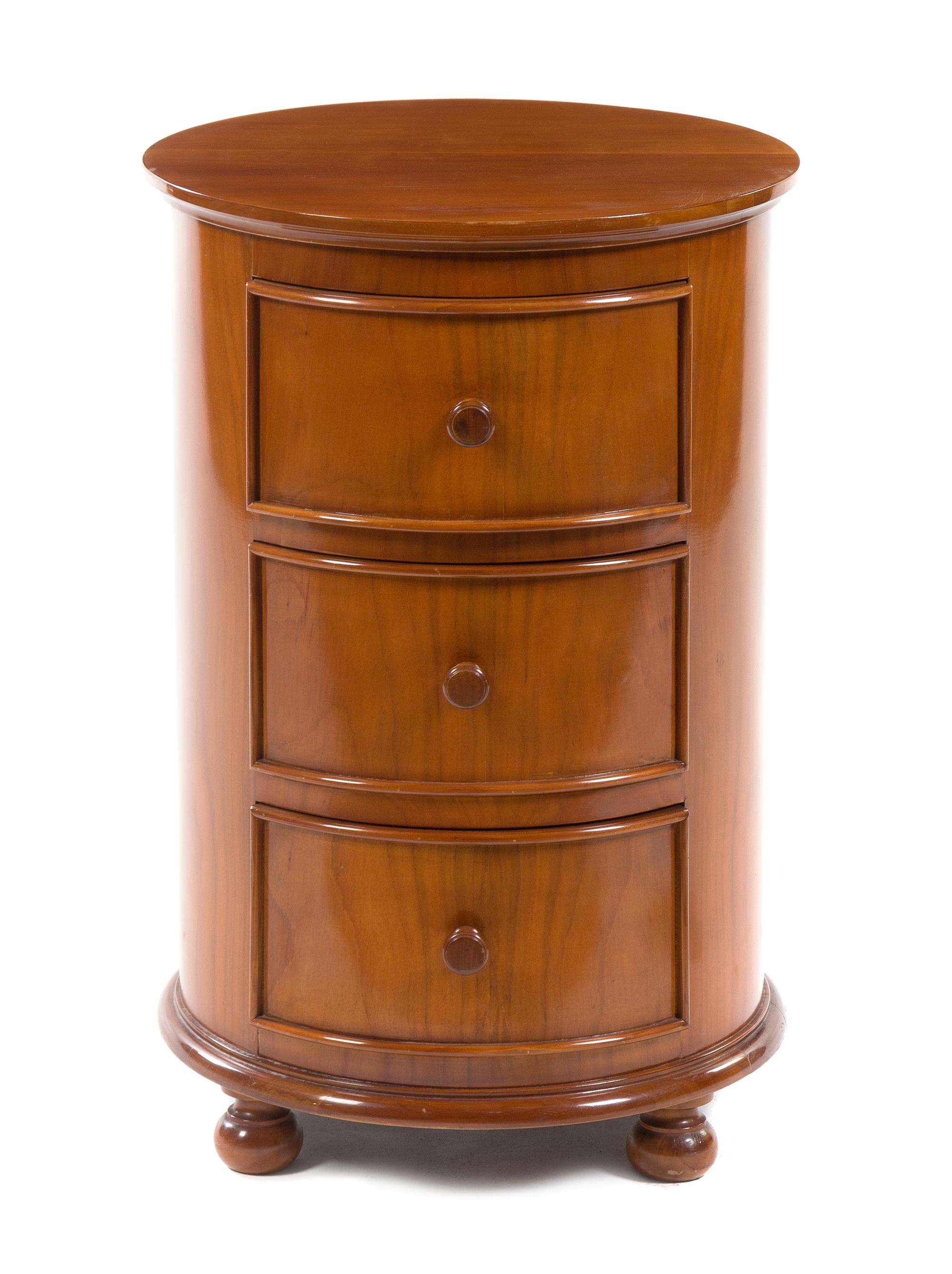 An Italian Walnut Pedestal Cabinet Height 25 1/4 x diameter of top 16 3/4 inches. — 20TH CENTURY