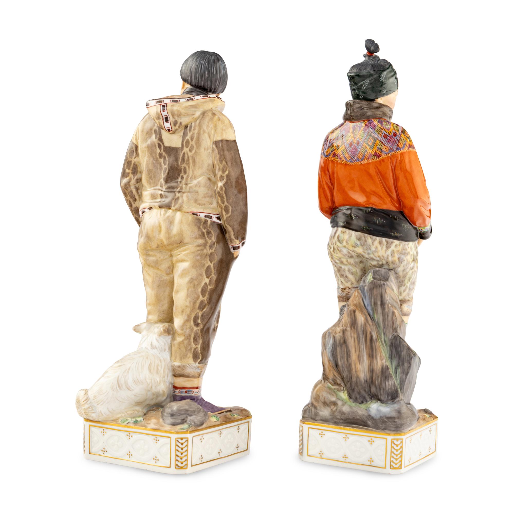A Pair of Royal Copenhagen Grønland Porcelain Figures
