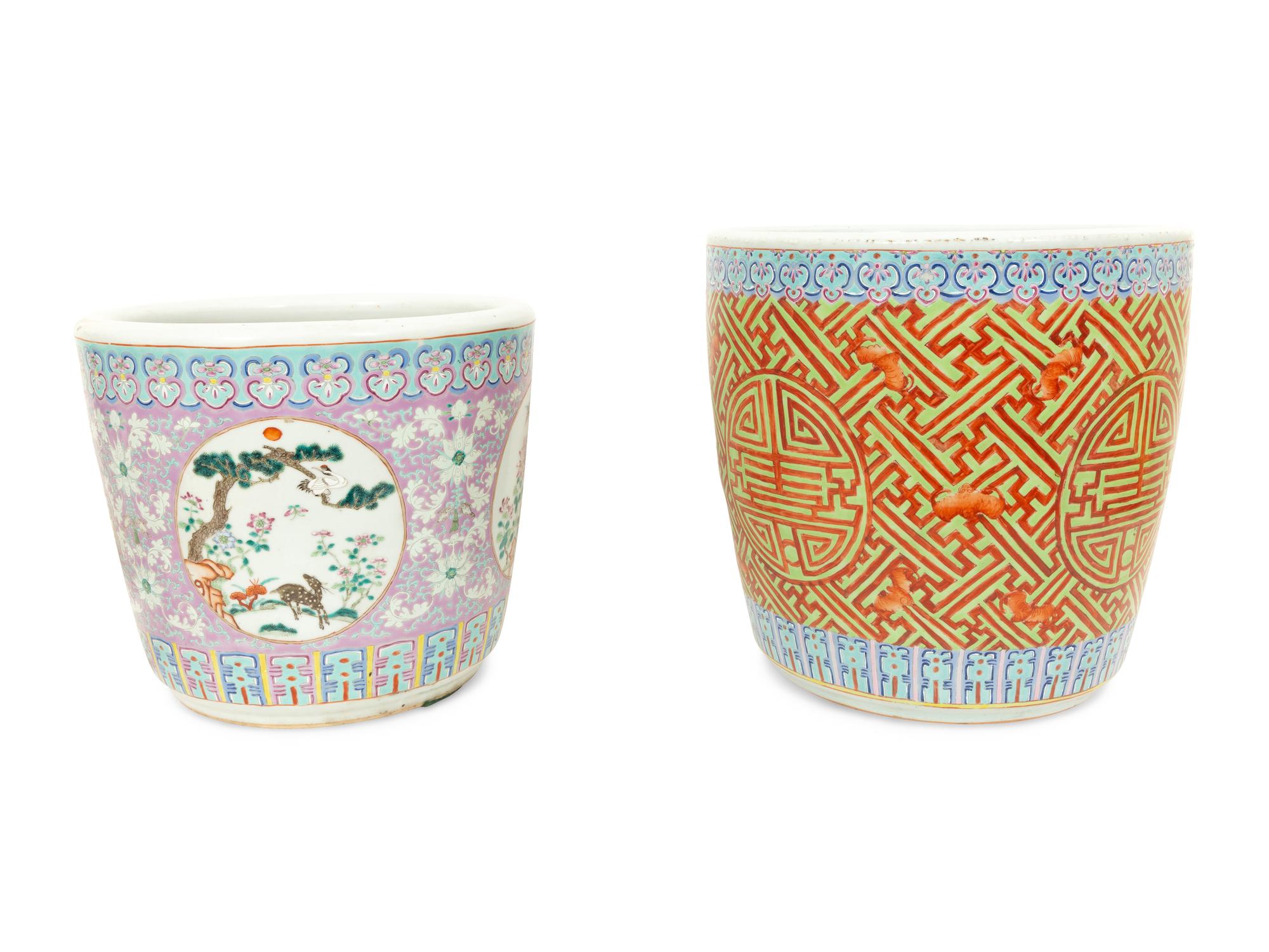 Two Chinese Glazed Ceramic Jardinières
