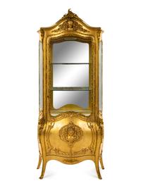 A Louis XV Style Giltwood Vitrine Cabinet