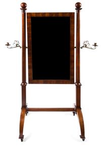A Louis-Philippe Mahogany Cheval Mirror 69 x 32 inches.