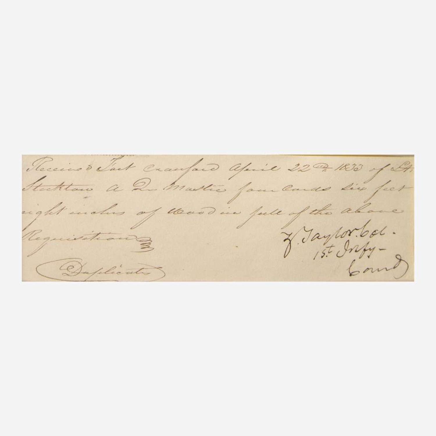 [Presidential] Taylor, Zachary Manuscript Document, signed