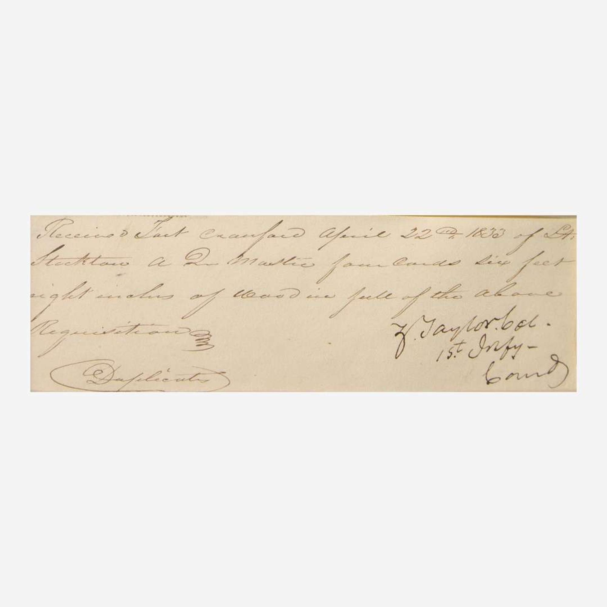 [Presidential] Taylor, Zachary Manuscript Document, signed