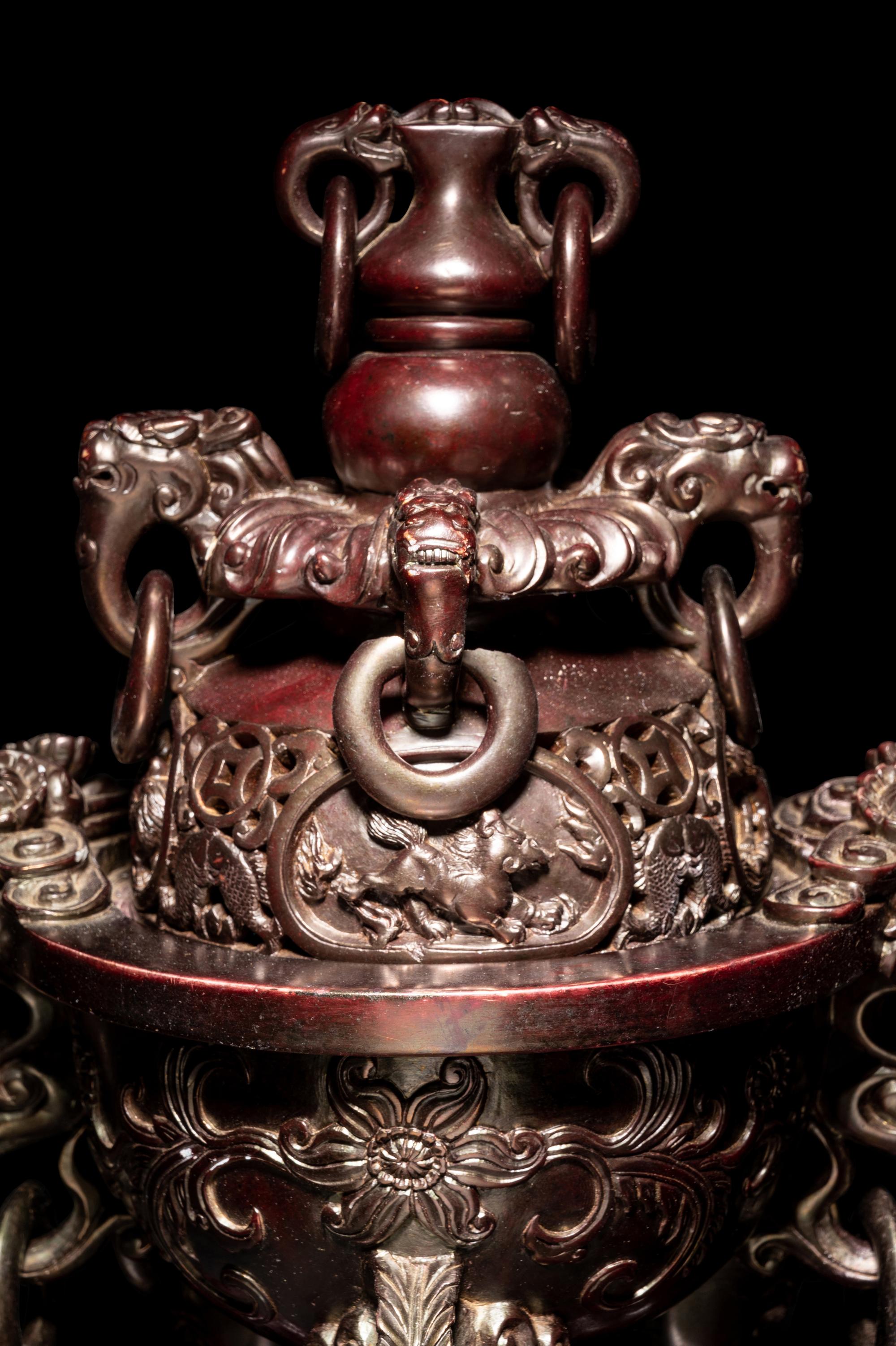 A Chinese Hardstone Tripod Incense Burner