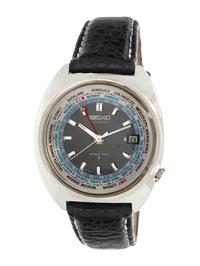 SEIKO, REF. 6117-6400 STAINLESS STEEL 'WORLD TIME' GMT WRISTWATCH