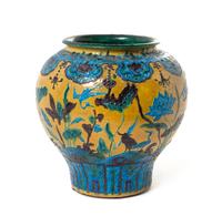 A Large Fahua -Style Stoneware Jar Height 13 1/2 inches.