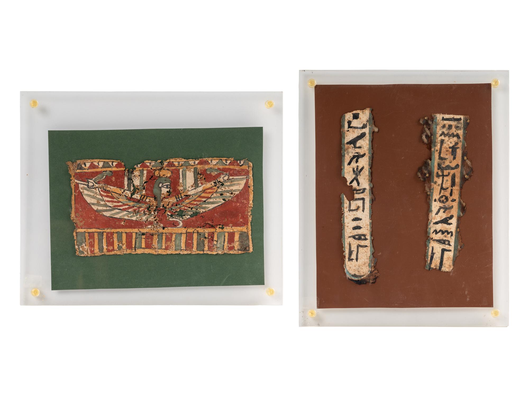 Three Egyptian Painted Cartonnage Fragments