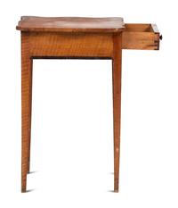 A Federal Inlaid Tiger Maple Serpentine-Top One-Drawer Work Table
