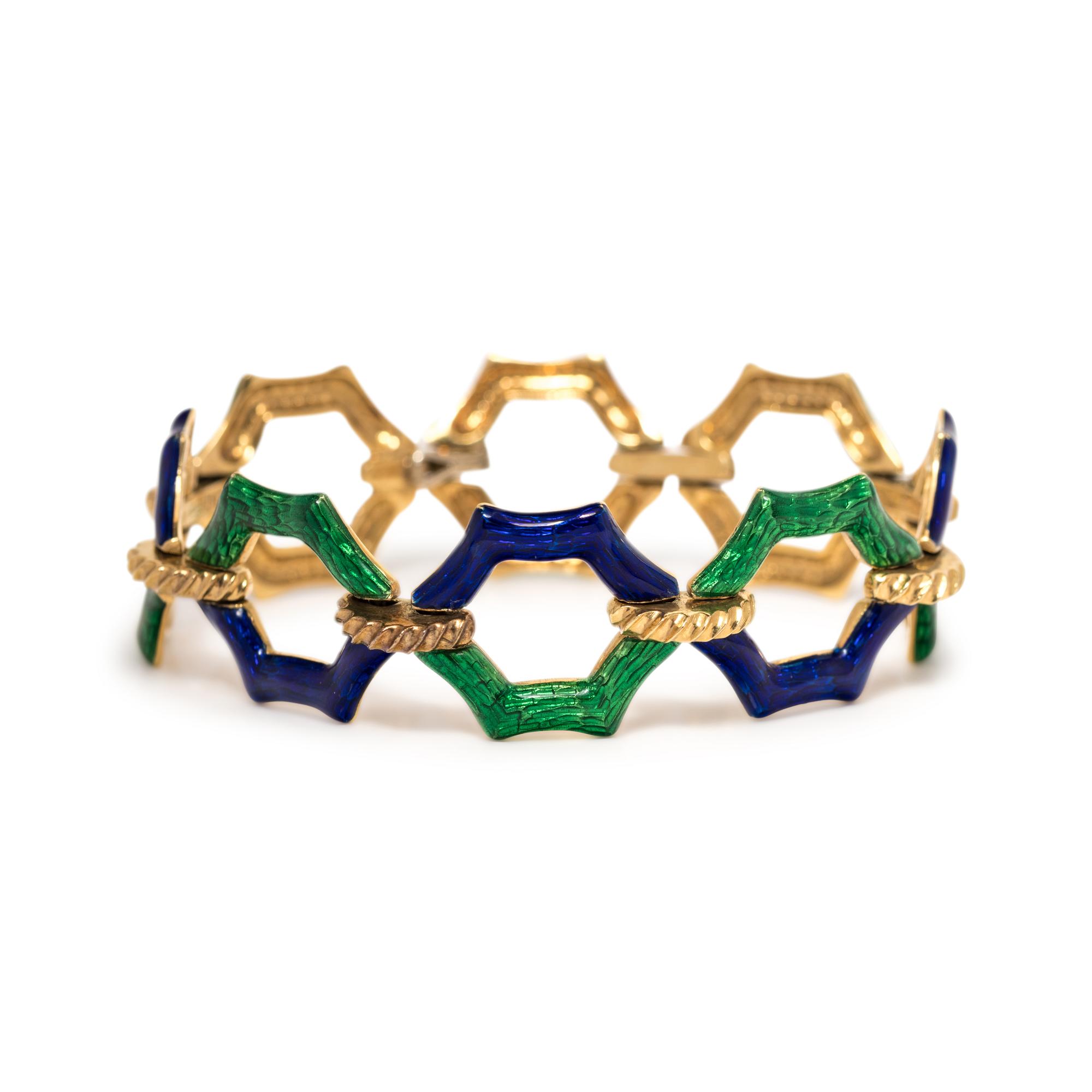 YELLOW GOLD AND ENAMEL BRACELET