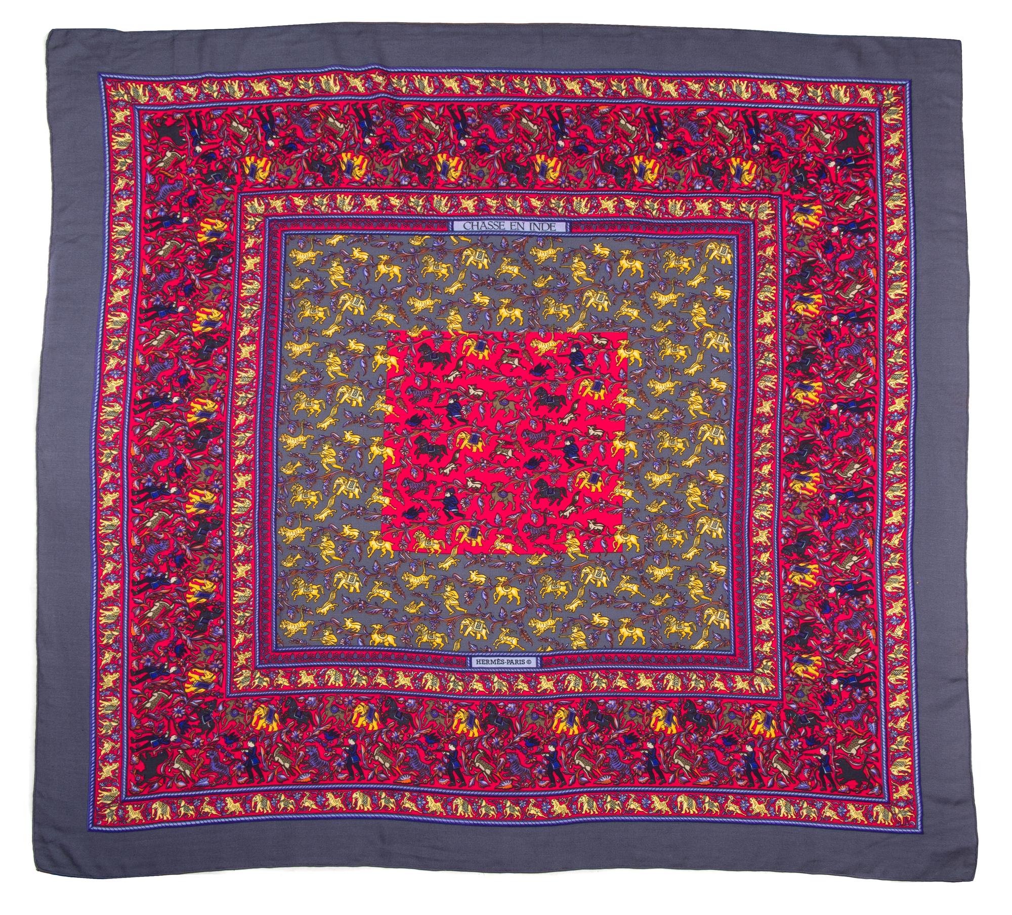 An Hermes Silk Cashmere Scarf, 55" x 55"