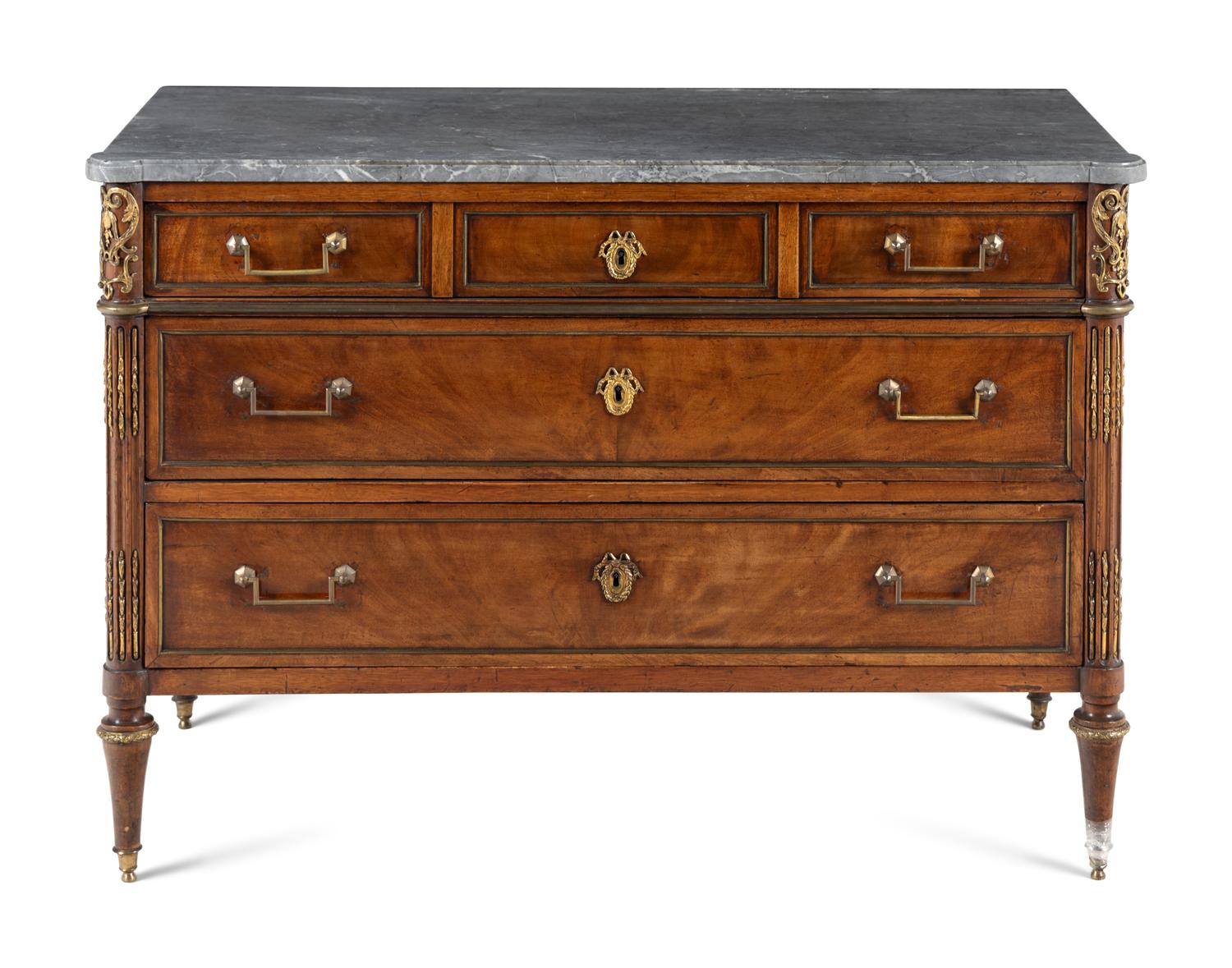 A Directoire Mahogany Marble-Top Commode