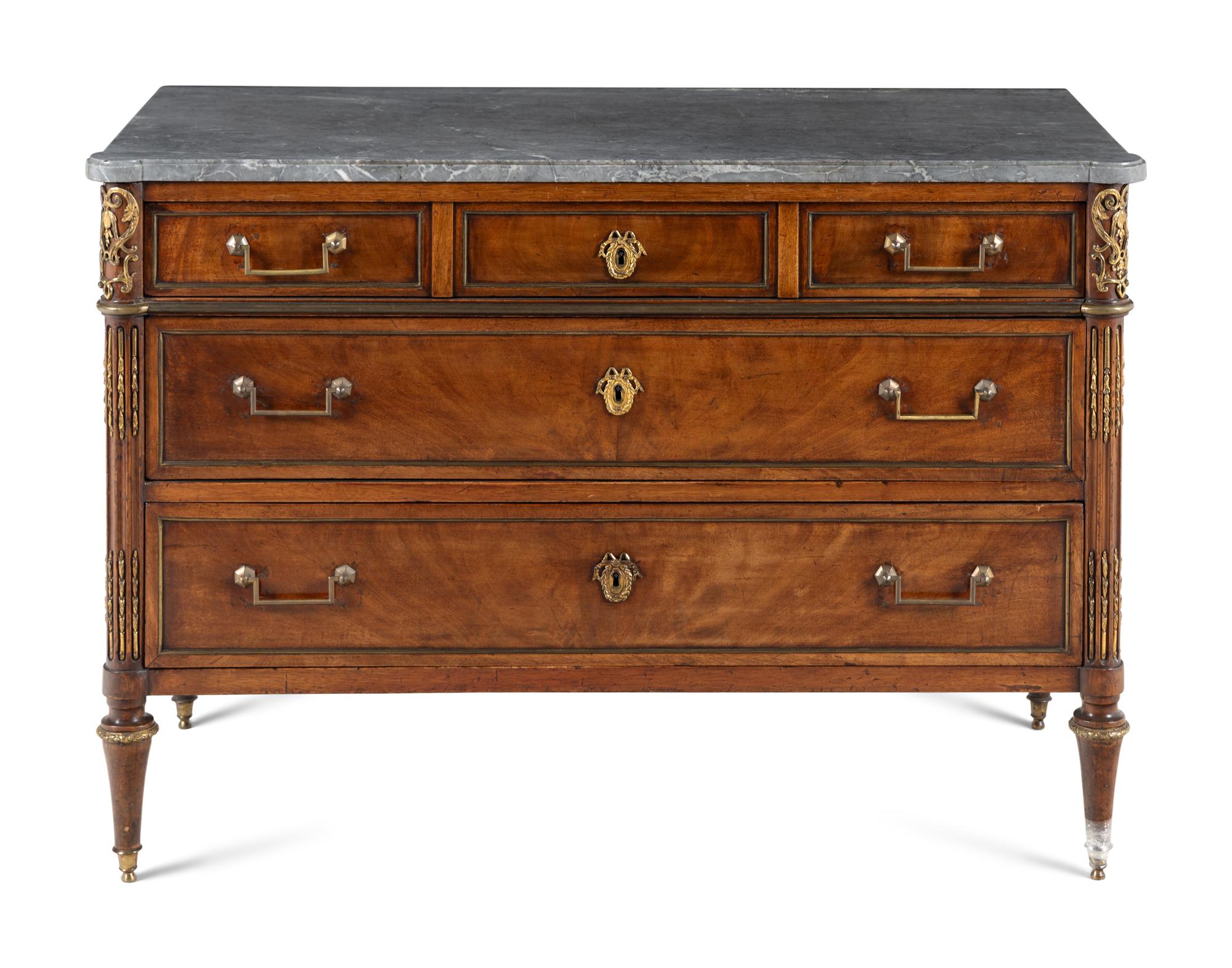 A Directoire Mahogany Marble-Top Commode