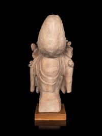 A Chinese Carved Sandstone Head of Guanyin