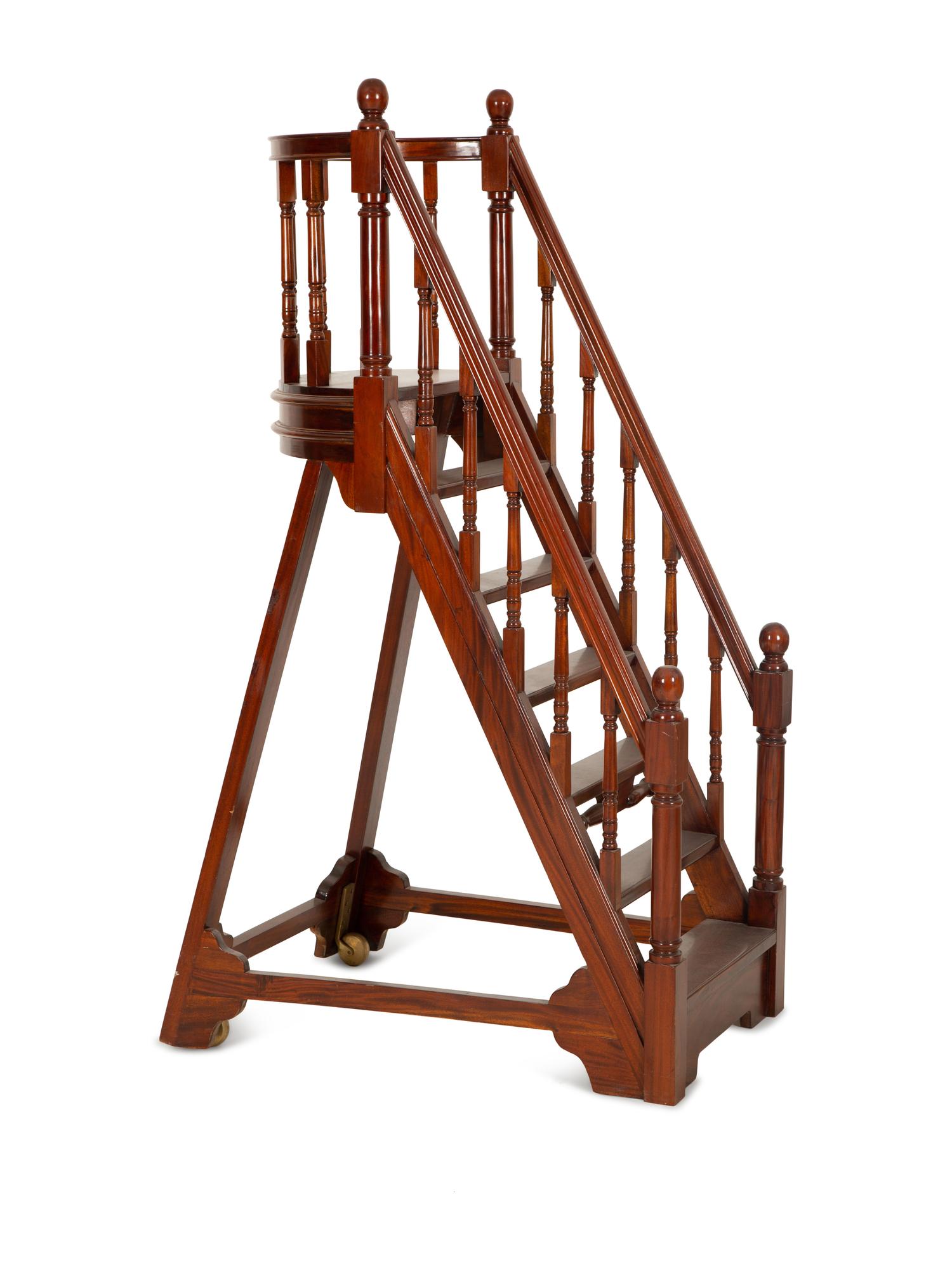 An English Mahogany Library Ladder