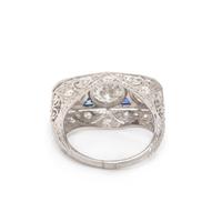 ART DECO, DIAMOND AND SYNTHETIC SAPPHIRE RING