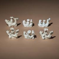 Six Chinese Blanc-de-Chine Porcelain Figural Group-Form Whistles, Late 17th-18th Century — 清早期 德化白瓷塑人像哨六件