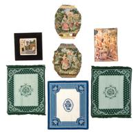 A Group of Seven Rugs and Textiles Largest 9 3/4 x 8 inches.