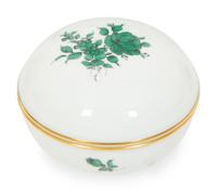 A Group of Three Herend Chinese Bouquet Green Porcelain Articles