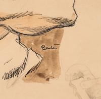 Man with Crossed Arms, with sketches of a vise-grip and a vise in the margins