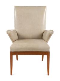 A Rose Tarlow Melrose House Leather Upholstered Armchair