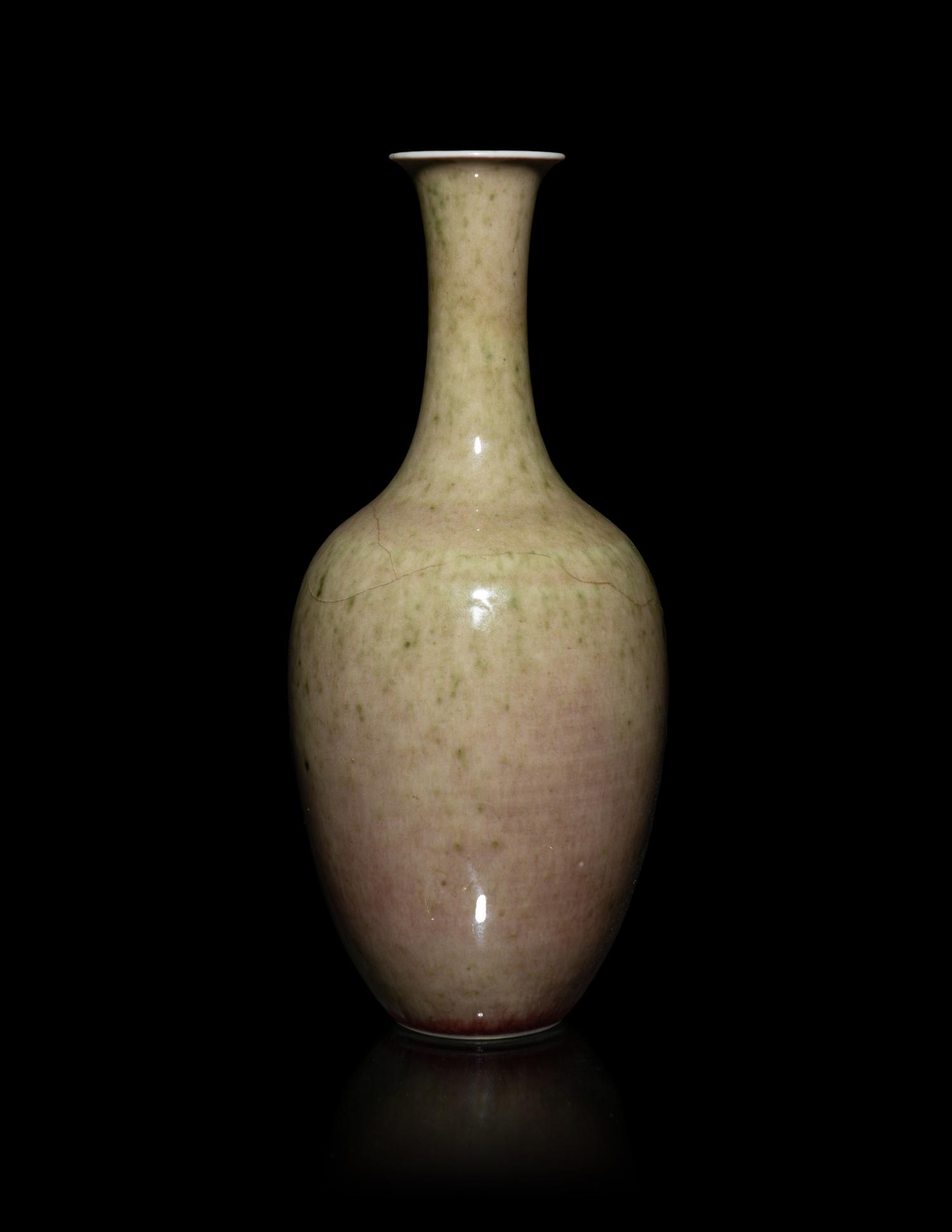 A Chinese Peachbloom Glazed Porcelain Amphora Vase