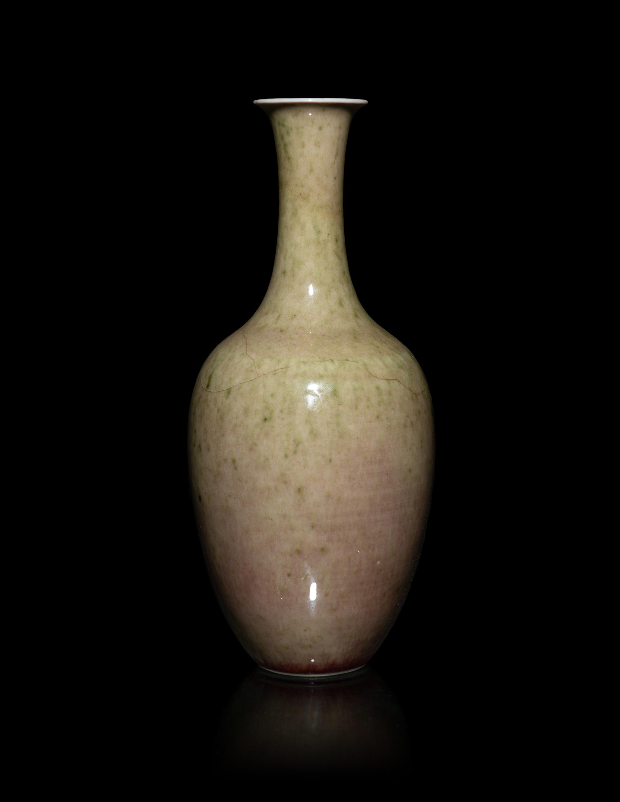 A Chinese Peachbloom Glazed Porcelain Amphora Vase
