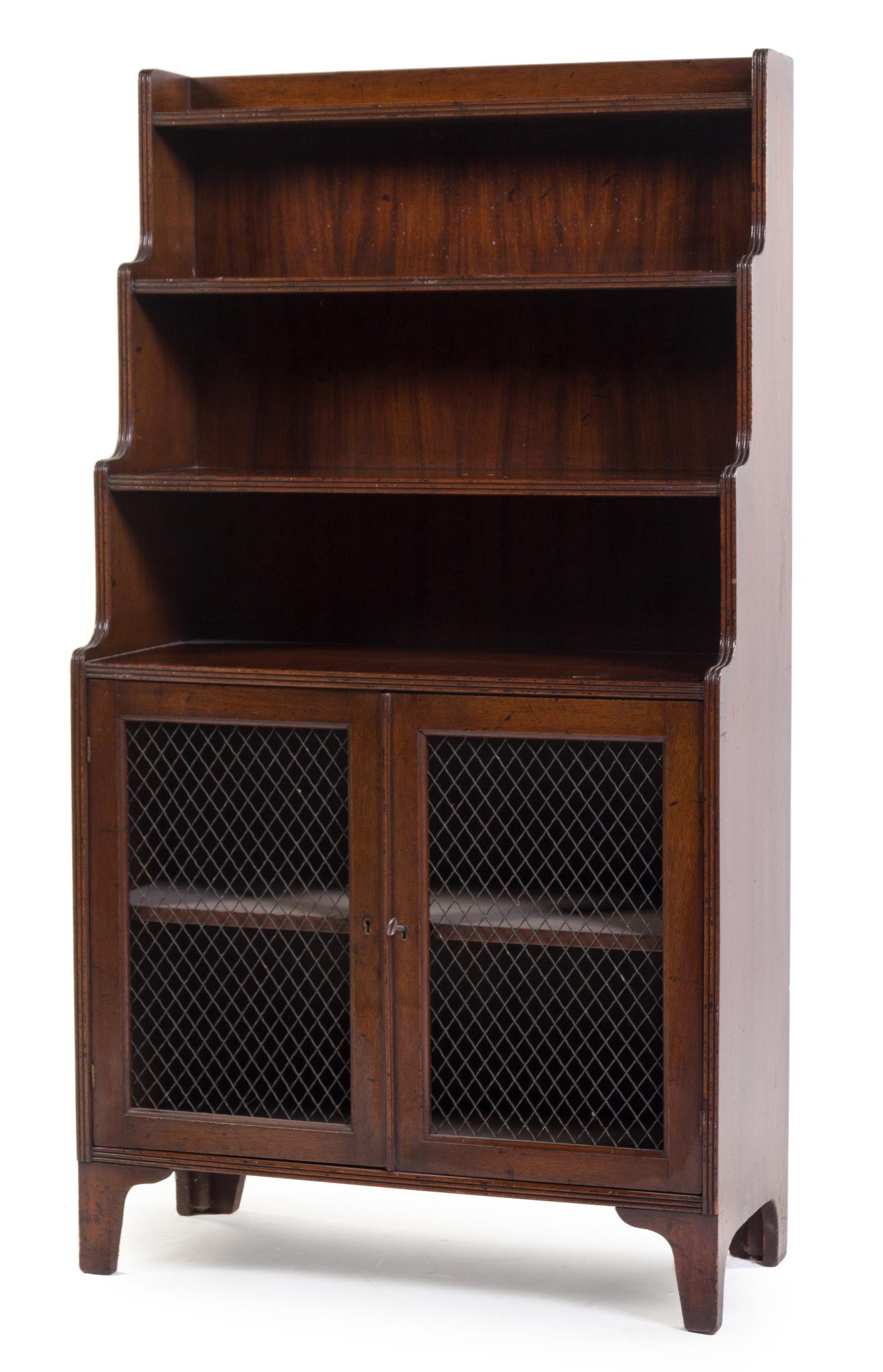 A Regency Style Mahogany Chiffonier Height 52 x width 28 1/4 x depth 12 1/4 inches. — LIKELY FIRST HALF 20TH CENTURY
